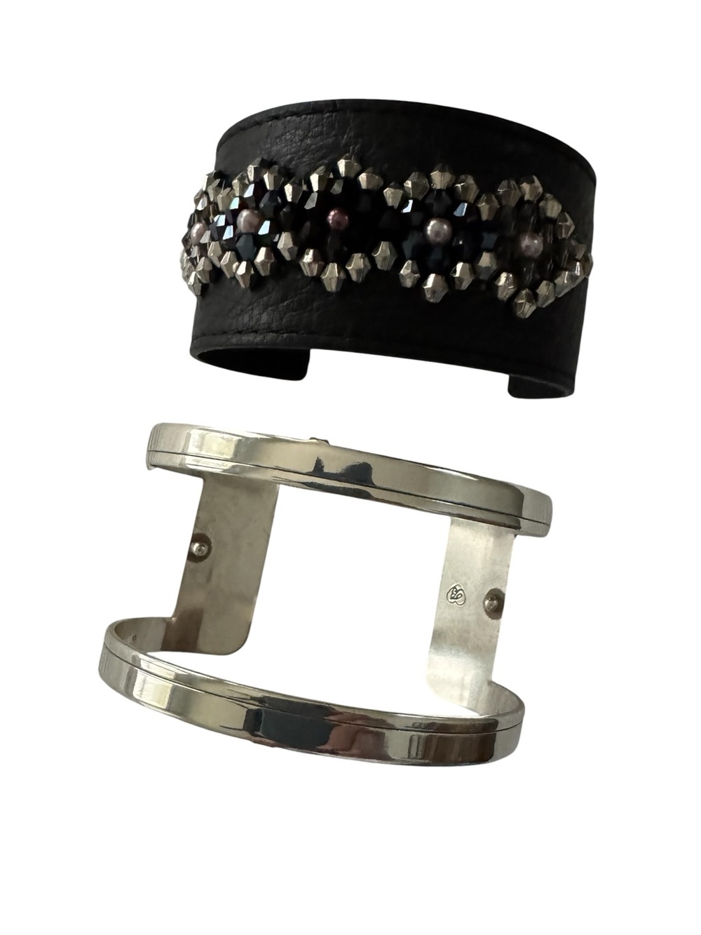 Brighton Christo New Delhi-Patel Wide Cuff Bracelet Set Removable Beaded Insert - Picture 4 of 6